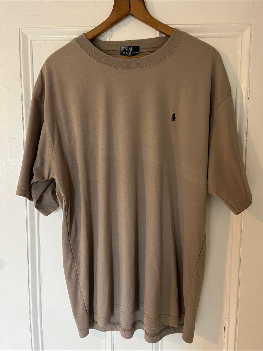 Vintage Polo by Ralph Lauren Men’s Short Sleeve Crewneck - Taupe with Navy Pony